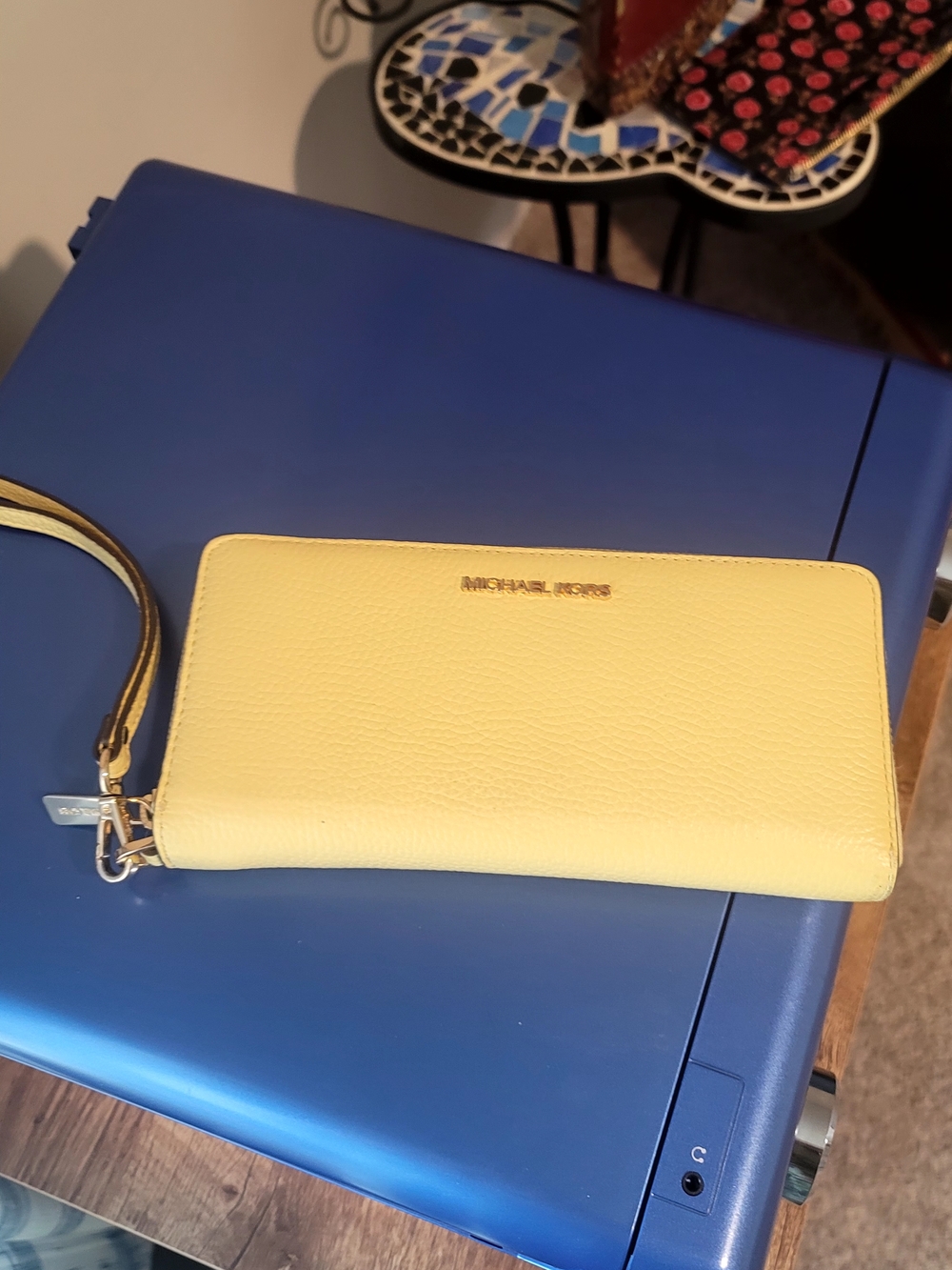 Michael Korrs Yellow Zip-Around Wallet - Card Organizer
